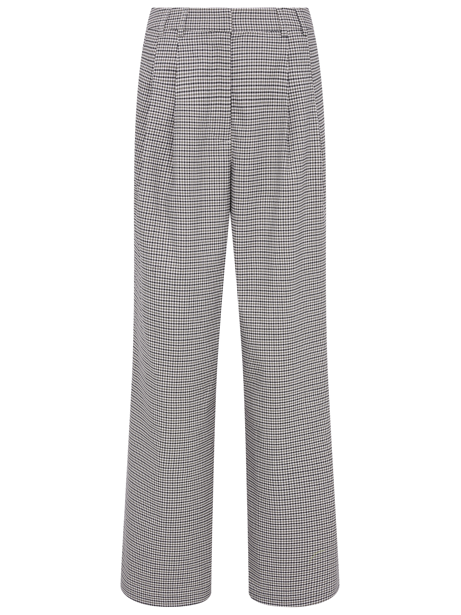 Die Shayenne Pants von LeGer by Lena Gercke hat ein schwarz-weißes Hahnentrittmuster und ein weites Bein im damen mode, von vorne auf weißem Grund. Perfekte Passform für Größe 36.