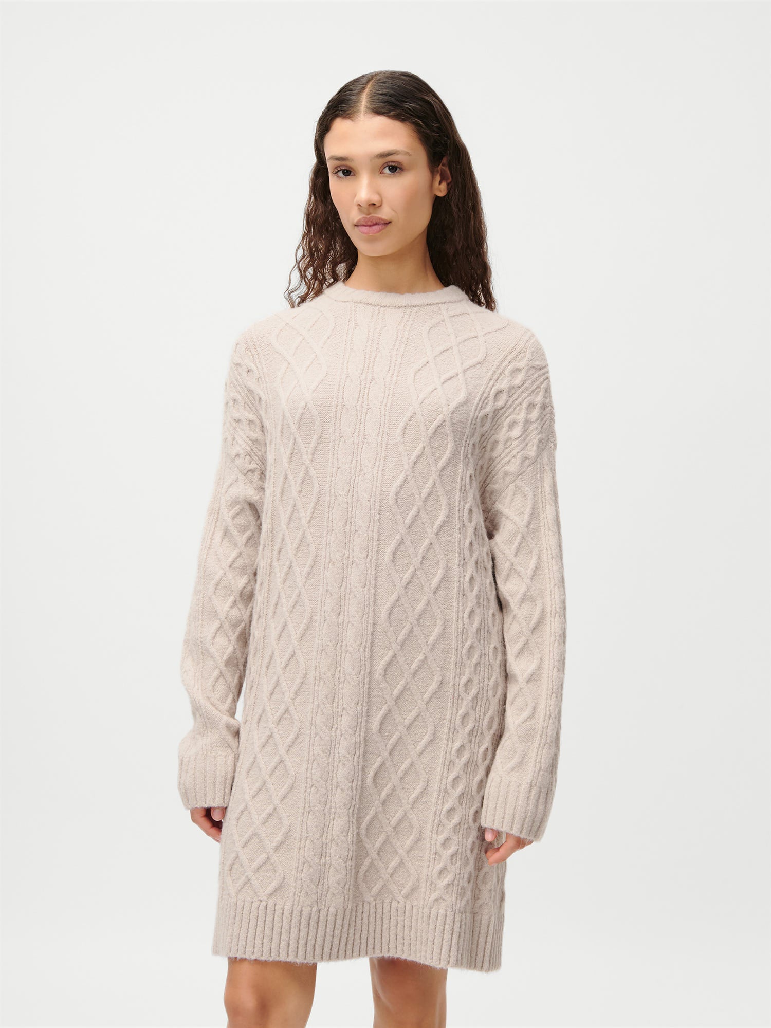 Josefina Dress | Greige Cable Knit Mini Dress