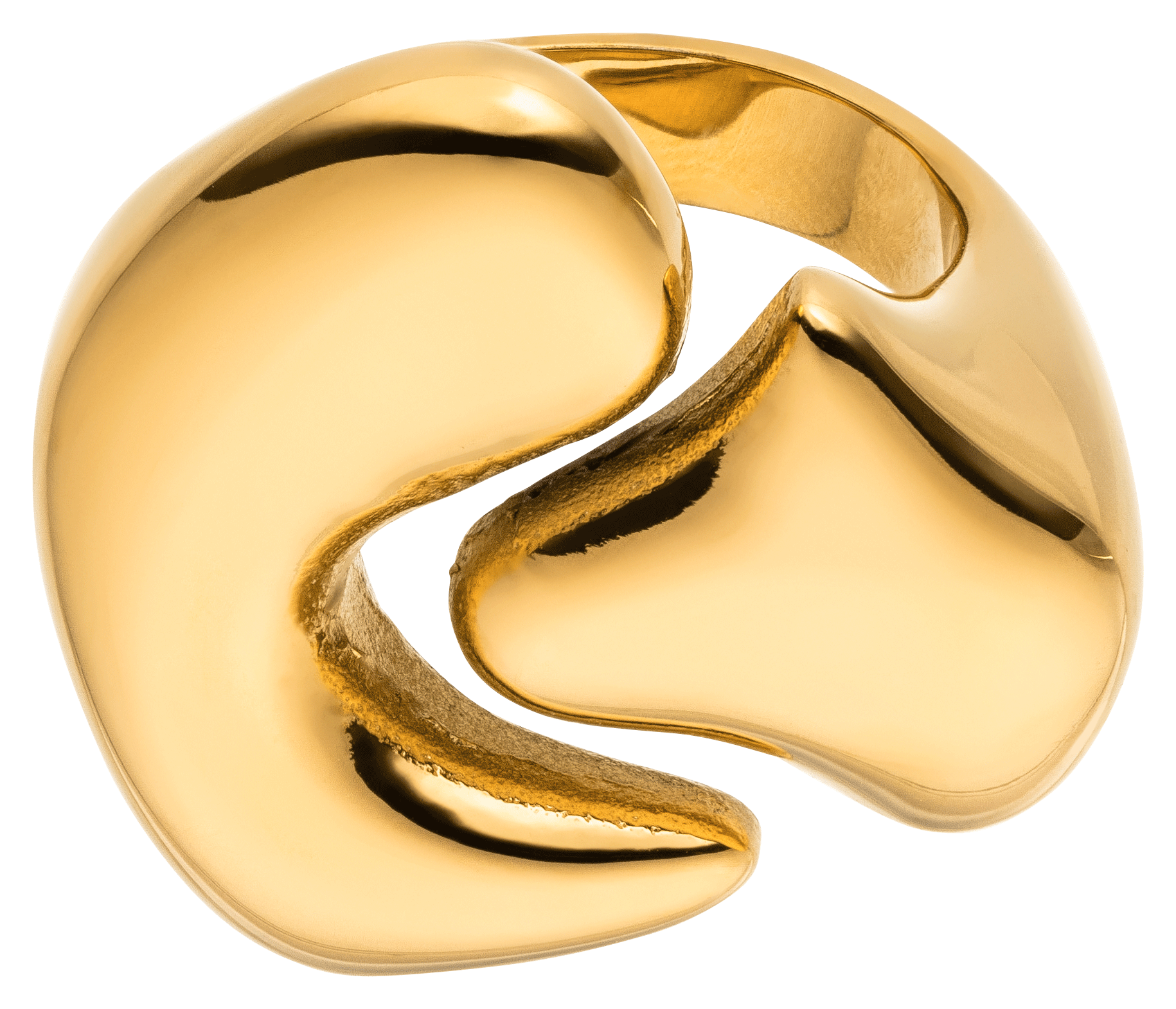 Der LeGer x Purelei - Fluid Forms Ring von LeGer by Lena Gercke zeichnet sich durch sanfte, ineinander verschlungene Kurven, einen zentralen offenen Raum und polierte Oberflächen aus, die ihm einen modernen, abstrakten skulpturalen Look verleihen.
