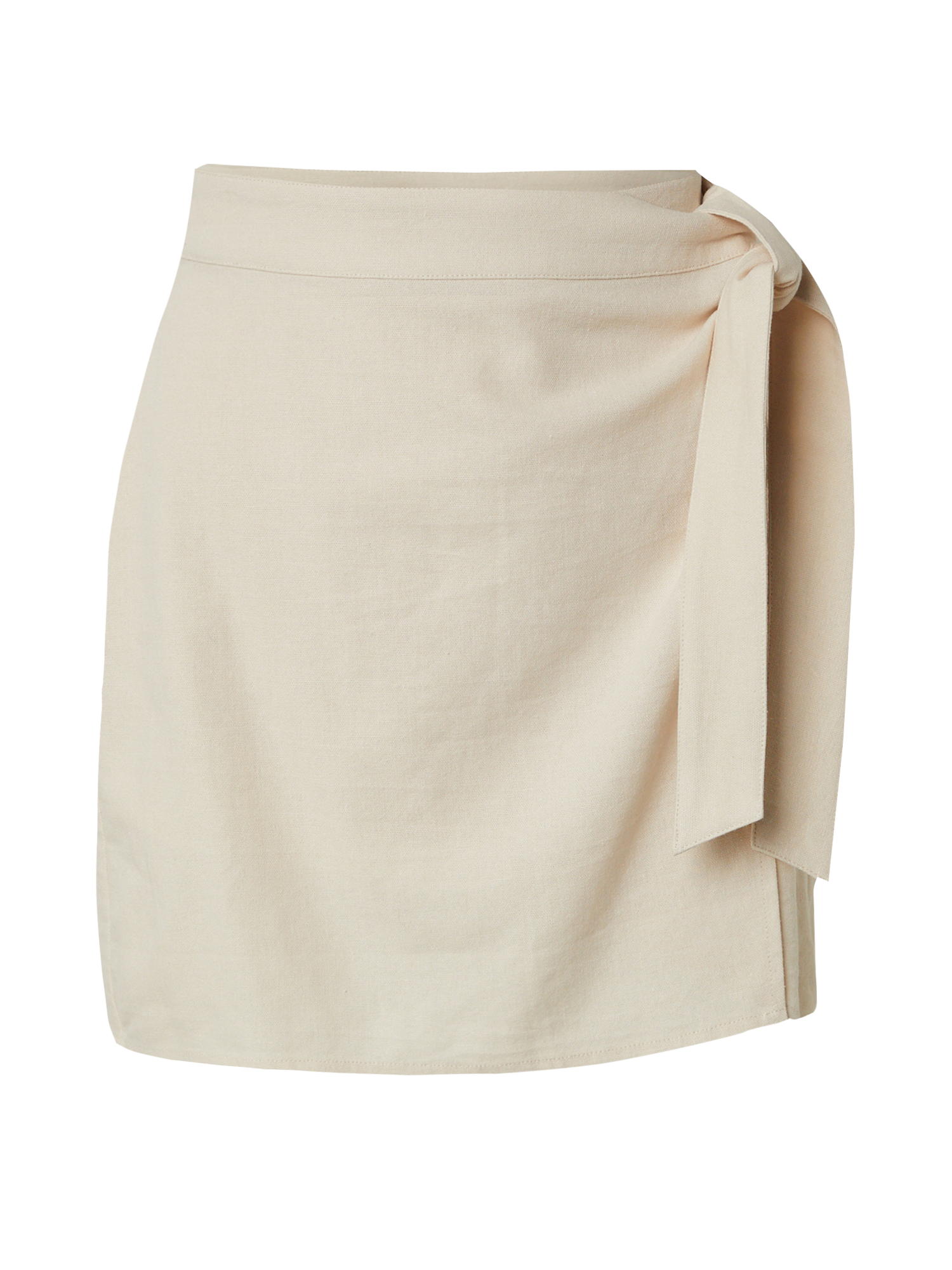 Der Marlene Rock von LeGer by Lena Gercke in Beige ist ein knieumspielender Wickelrock aus leichtem Stoff mit seitlichem Bindeband, der eine schmeichelhafte Silhouette zaubert - präsentiert vor schlicht weißem Hintergrund.