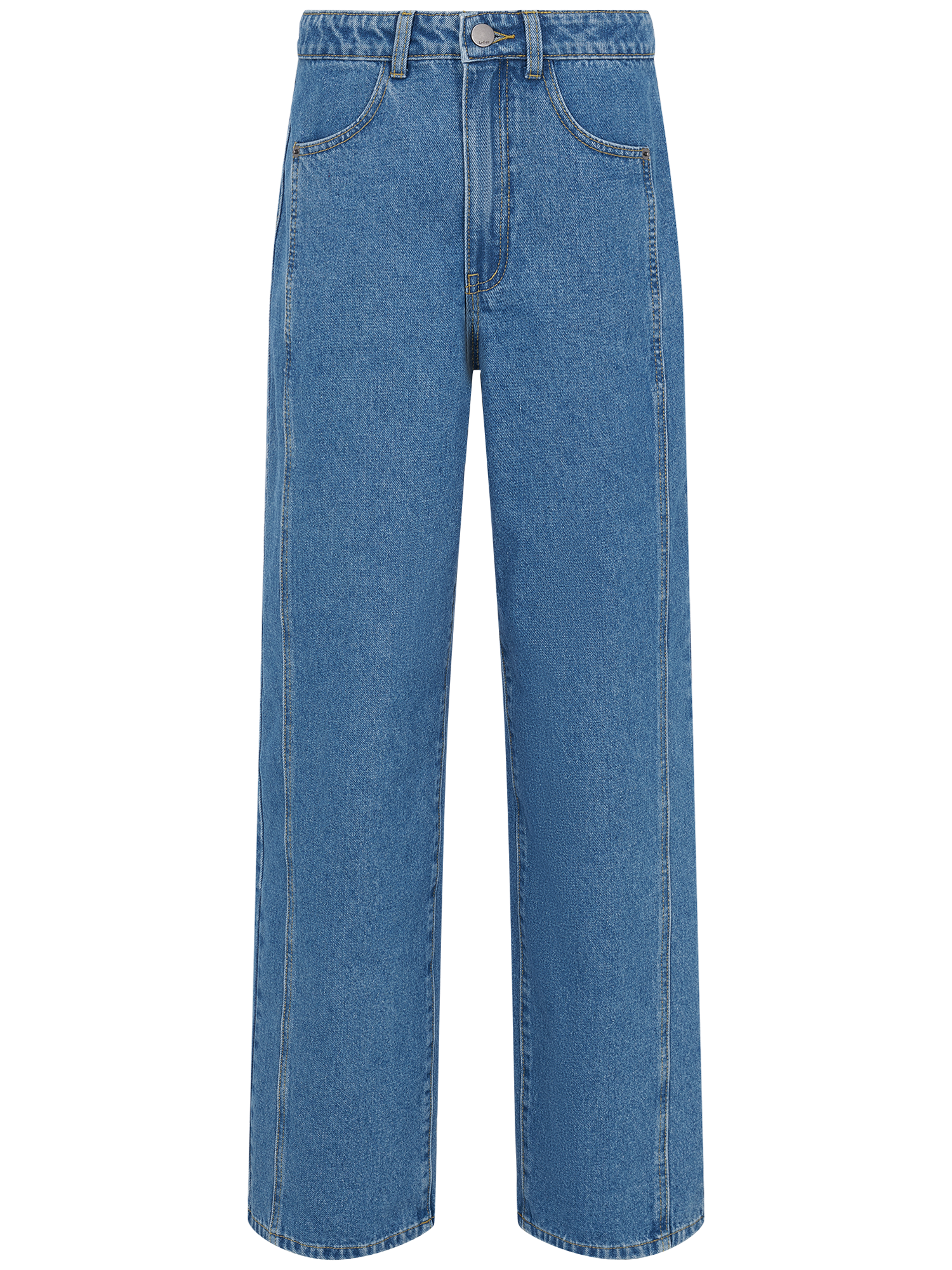 Die Shirin Pants von LeGer by Lena Gercke ist eine blaue Jeans mit hoher Taille und weitem Bein in Größe 36. Sie hat Taschen auf der Vorder- und Rückseite und wird mit einem Knopf und einem Reißverschluss geschlossen.